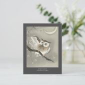 Carte Postale Hibou moyen-duc dans un ginkgo - Charbon de bois - (Debout devant)