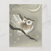 Carte Postale Hibou moyen-duc dans un ginkgo -Ohara Koson -Art V (Devant)