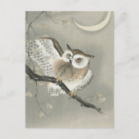 Hibou moyen-duc dans un tableau de Ginkgo par Ohar