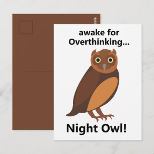 Carte Postale Hibou Nocturne Rêveur Drôle