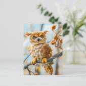 Carte Postale Hibou perché sur une branche (Debout devant)