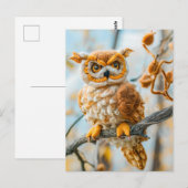 Carte Postale Hibou perché sur une branche (Devant / Derrière)