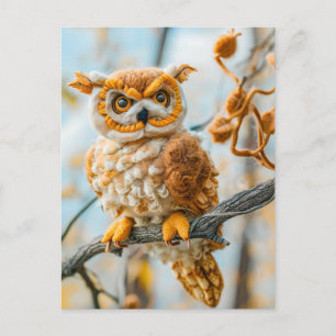 Carte Postale Hibou perché sur une branche
