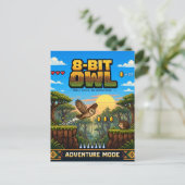 Carte Postale Hibou, Pixel Art Rétro 8 Bits (Debout devant)