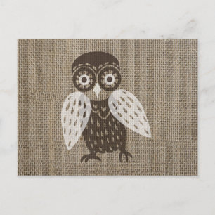 Carte Postale hibou rétro ethnique