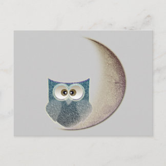 Carte Postale hibou sur la Lune