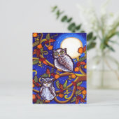 Carte Postale Hiboux au clair de lune (Debout devant)