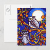 Carte Postale Hiboux au clair de lune (Devant / Derrière)