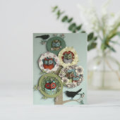 Carte Postale hiboux et oiseaux (Debout devant)