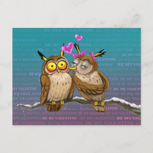 Carte Postale Hiboux Kiss (Devant)