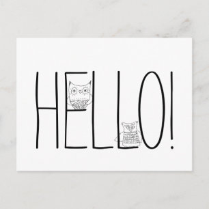 Carte Postale Hiboux Nocturnes Bonjour