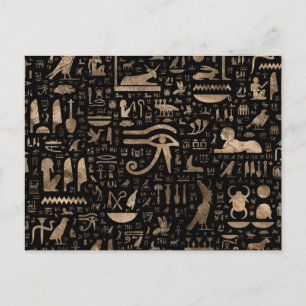 Carte Postale Hiéroglyphes égyptiens anciens - Noir et or