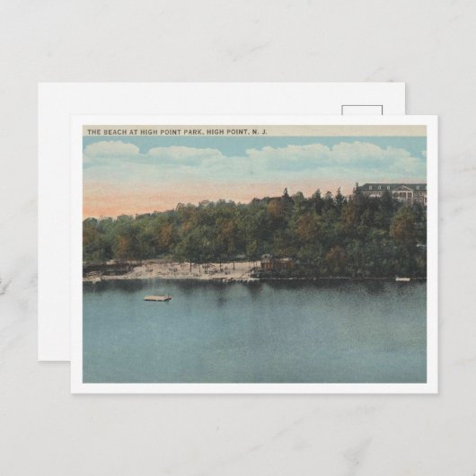 Carte Postale High Point NJ, The Beach, High Point Park 1920 (Devant / Derrière)