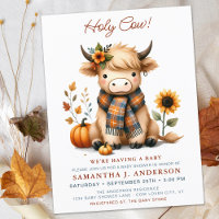 Highland Cow Automne Cute Calf Baby shower Invitat