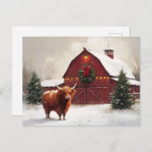 Carte Postale Highland Cow Red Barne Christmas Wreath (Devant / Derrière)