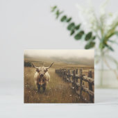 Carte Postale Highland Cow Sepia Vintage (Debout devant)