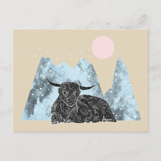 Carte Postale "Highland Cow Winter" (Devant)