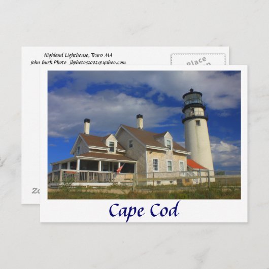 Carte Postale Highland Lighthouse, Cape Cod Truro (Devant / Derrière)