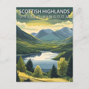 Carte Postale Highlands Écossais Royaume-Uni Voyage Rétro