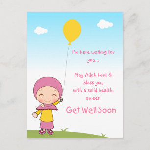 Carte Postale Hijab Girl Get Well Postcard