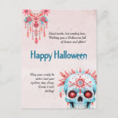 Carte Postale Hilaire Pink Blue Sugar Skull Drôle Halloween (Devant)