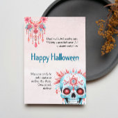 Carte Postale Hilaire Pink Blue Sugar Skull Drôle Halloween