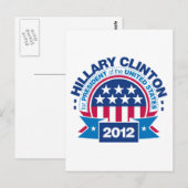 Carte Postale Hillary Clinton pour le président 2012 (Devant / Derrière)