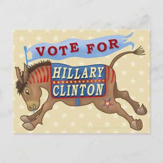 Carte Postale Hillary Clinton Présidente démocrate Donkey 2016 (Devant)