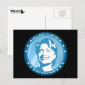 Carte Postale hillary clinton. rayons bleus : (Devant / Derrière)