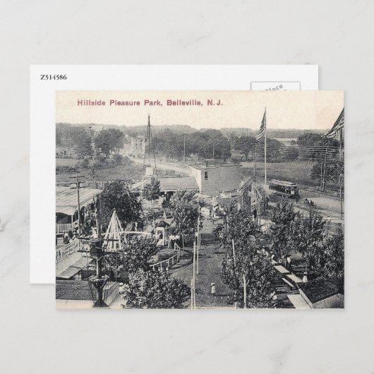 Carte Postale Hillside Pleasasure Park, Trolley, Belleville NJ (Devant / Derrière)