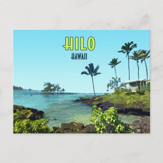 Carte Postale Hilo Big Island Hawaii Beach Vintage (Devant)