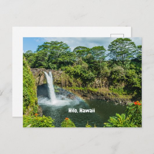 Carte Postale Hilo, Cascade tropicale de Rainbow Falls à Hawaii (Devant / Derrière)