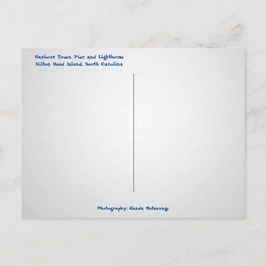 Carte Postale Hilton Head Island Harbour Town Pier & Lighthouse (Dos)