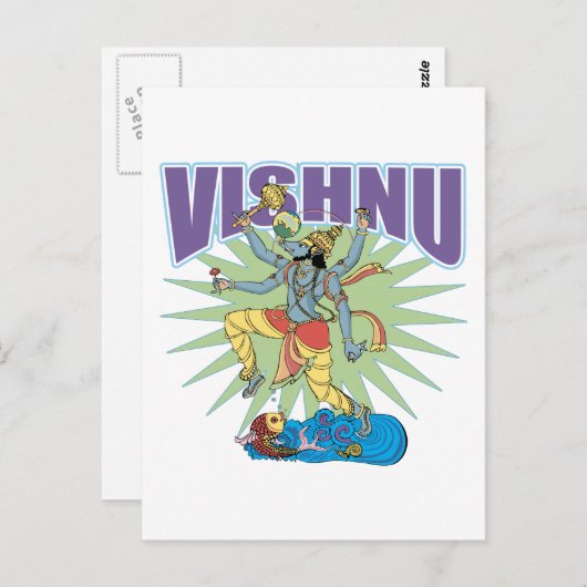 Carte Postale Hindou Vishnu Sanglier (Devant / Derrière)