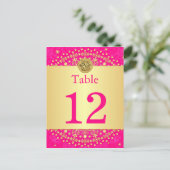 Carte postale Hindu Ganesh Pink, Gold Table Numéro (Debout devant)