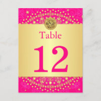 Carte postale Hindu Ganesh Pink, Gold Table Numéro