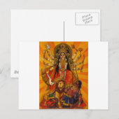 CARTE POSTALE HINDU GODDESS DURGA VICTOIRE SUR LE MAL (Devant / Derrière)