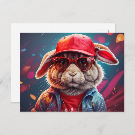 Carte Postale Hip Bunny | (Devant / Derrière)