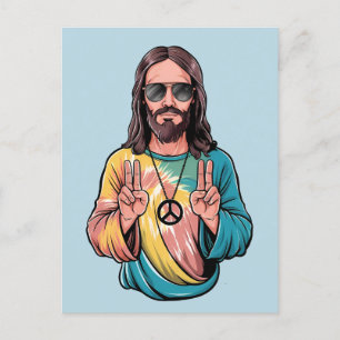Carte Postale Hippie de la paix de Jésus