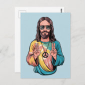 Carte Postale Hippie de la paix de Jésus (Devant / Derrière)