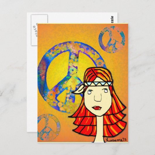 carte postale hippie de paix (Devant / Derrière)