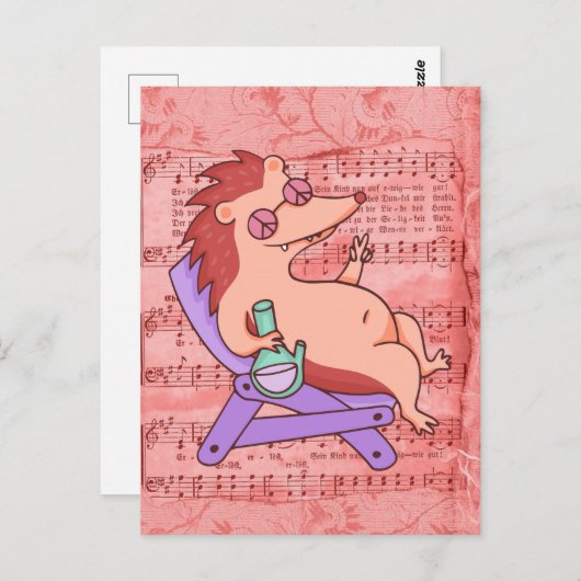 Carte Postale Hippie Hedgehog (Devant / Derrière)