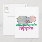 Carte Postale hippie hippopotame (Devant / Derrière)