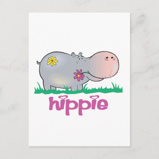 Carte Postale hippie hippopotame (Devant)