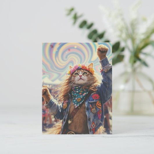 Carte Postale Hippie Kitty (Debout devant)