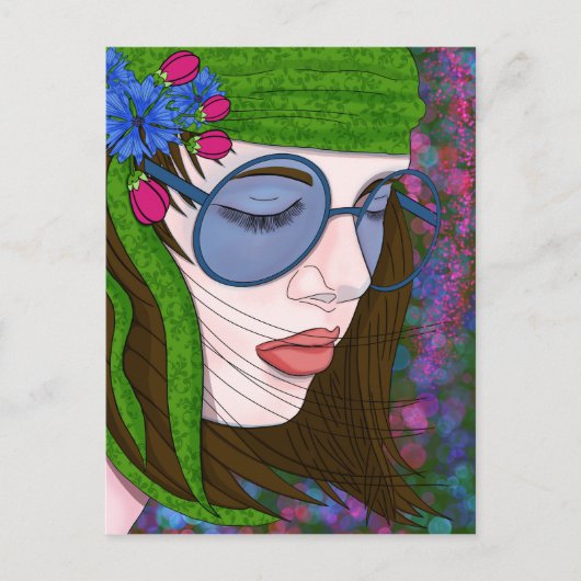 Carte Postale Hippie mode de vie fille (Devant)