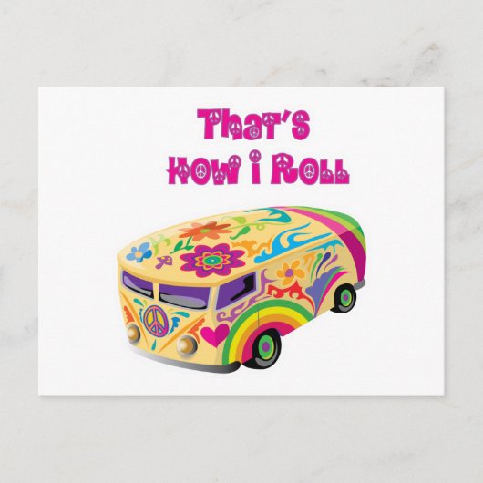Carte Postale hippie van retro comment je roule (Devant)