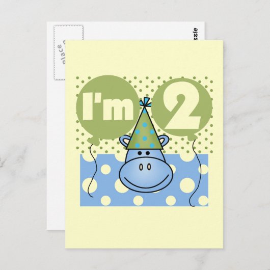 Carte Postale Hippo 2e Anniversaire Tshirts et cadeaux (Devant / Derrière)