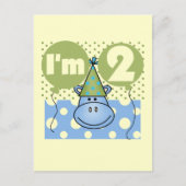 Carte Postale Hippo 2e Anniversaire Tshirts et cadeaux (Devant)