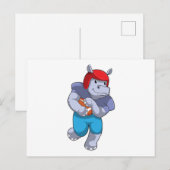 Carte Postale Hippo à Football Sports (Devant / Derrière)